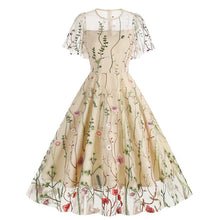 Load image into Gallery viewer, Round Neck Short Sleeved Heavy Embroidery Dress
