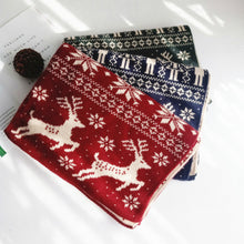 Load image into Gallery viewer, Autumn and Winter Christmas Snowflake Fawn Elk Knitted Scarf Thickened Double-sided Couple Scarves for Men and Women
