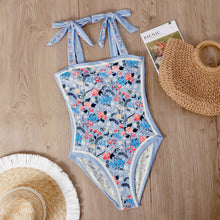 Load image into Gallery viewer, Double fabric vintage print swimsuit one-piece swimsuit women
