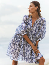 Load image into Gallery viewer, Floral tie loose casual dress seaside resort dress
