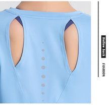 Load image into Gallery viewer, Sports Yoga Wear Women&#39;s Loose Slimming Blouse and Quick-drying Sportswear Solid Color Long-sleeved Yoga Wear with Hollow Back
