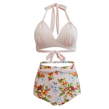 Load image into Gallery viewer, Polka Dot Large Size High Waist Swimsuit Women's Bandage Split Swimsuit Women's Sexy No Steel Rings
