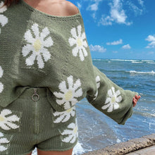 Load image into Gallery viewer, Women&#39;s fashion casual colorful flower sweater knit suit
