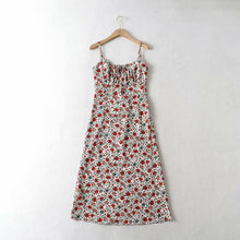 Load image into Gallery viewer, Vintage Floral Slim Fit Lace-Up Dress
