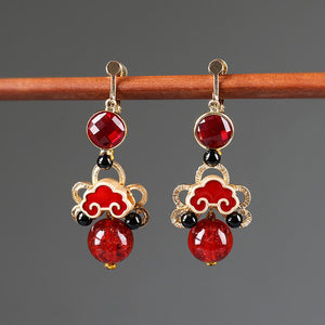 Red Cheongsam Antique national style earrings