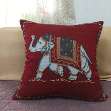 Load image into Gallery viewer, Double side embroidered elephant cotton linen pillowcase sofa back, bedside cushion cover
