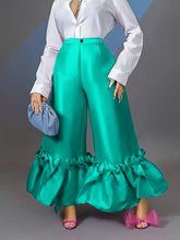 Load image into Gallery viewer, Women&#39;s High Waist Loose Design Ruffle Wide Leg Pants Long Pants
