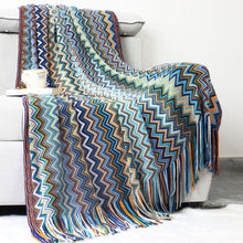 Load image into Gallery viewer, Bohemian velvet blanket knitted blanket
