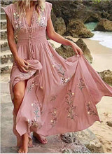 Load image into Gallery viewer, Women&#39;s V-Neck Sexy French Beach Boho Print Dress
