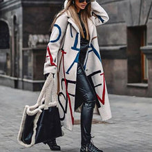 Load image into Gallery viewer, Coat Women's Long Sleeve Lapel Letter Print Fashion Wool Thermal Coat

