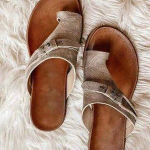 Flat-bottomed low-heeled retro toe slippers women