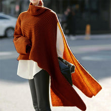 Load image into Gallery viewer, Long sleeve turtleneck sweater, knitted jumper, loose windbreaker
