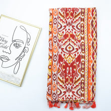 Load image into Gallery viewer, Ethnic style print silk scarf satin simple ladies long scarf spring and summer scarf shawl
