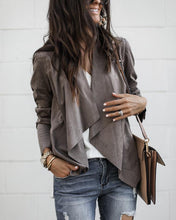 Load image into Gallery viewer, Autumn/Winter new lapel solid color imitation deerskin midi length casual women's jacket
