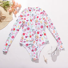 Load image into Gallery viewer, Triangle One Piece Print Zip Long Sleeve Swimsuit

