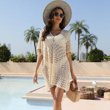 Load image into Gallery viewer, Bikini blouse jacket spa swimsuit with lace openwork seaside beach skirt swimsuit cover shawl woman
