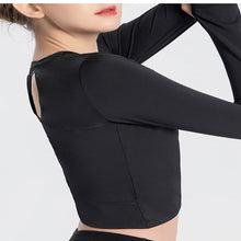 Load image into Gallery viewer, Sports Yoga Wear Women&#39;s Loose Slimming Blouse and Quick-drying Sportswear Solid Color Long-sleeved Yoga Wear with Hollow Back
