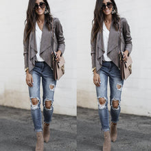 Load image into Gallery viewer, Autumn/Winter new lapel solid color imitation deerskin midi length casual women's jacket
