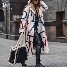 Load image into Gallery viewer, Coat Women's Long Sleeve Lapel Letter Print Fashion Wool Thermal Coat
