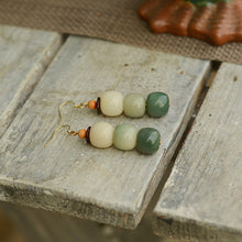 Load image into Gallery viewer, Natural Bodhi root personality gradient color stud earrings simple earrings ethnic style 925 silver hook earrings
