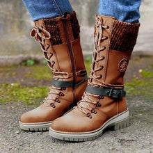 Load image into Gallery viewer, Mid-high women&#39;s boots autumn and winter new style slope with thick with wool stitching Martin boots
