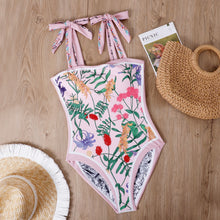 Load image into Gallery viewer, Double fabric vintage print swimsuit one-piece swimsuit women
