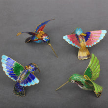 Load image into Gallery viewer, Cloisonne Copper Bodied Kingfisher Hummingbird Pendant Filigree Christmas Tree Pendant Collection
