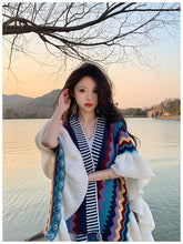 Load image into Gallery viewer, Ethnic style shawl women&#39;s wooden ears fashionably wear knitted cloak
