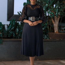 Load image into Gallery viewer, Large size lace crochet sexy openwork pleated dress dress
