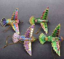 Load image into Gallery viewer, Cloisonne Copper Bodied Kingfisher Hummingbird Pendant Filigree Christmas Tree Pendant Collection
