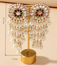 Load image into Gallery viewer, Fashion retro exotic ethnic style exaggerated earrings palace style diamond pearl tassel earrings
