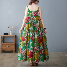 Load image into Gallery viewer, Summer new women&#39;s suspender skirt age-reducing cotton and linen large swing cake skirt
