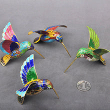 Load image into Gallery viewer, Cloisonne Copper Bodied Kingfisher Hummingbird Pendant Filigree Christmas Tree Pendant Collection
