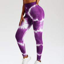 Load image into Gallery viewer, Seamless Yoga Pants High Waist Hip Lift Bottom Thread Tie Dye Sports Fitness Pants Women
