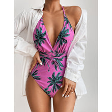 Load image into Gallery viewer, Fashion One Piece Swimsuit Sexy Vintage Ladies One Piece Swimsuit Tropical Leaf Print Swimsuit
