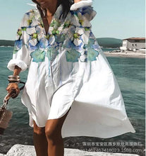 Load image into Gallery viewer, Fashion casual loose Lapel medium length shirt dress
