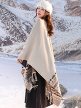 Load image into Gallery viewer, Shawl women&#39;s outfit imitation cashmere scarf, autumn and winter cape, blanket, dual-purpose ethnic style tourism
