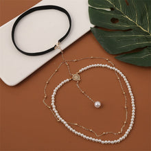 Load image into Gallery viewer, Exaggerated simple multi-layer pearl chain leg chain female creative personality long body chain jewelry
