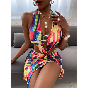 Sexy printed one-piece leisure vacation ladies swimsuit