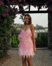 Load image into Gallery viewer, Stylish fringed sequin feather panels dress dress
