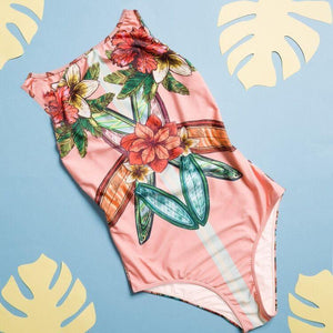 Swimsuit One-piece Bikini Personality Abstract Printed Swimsuit Female Sleeveless Monokini colorful