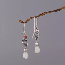 Load image into Gallery viewer, Cloisonne Earrings Female S925 Silver Retro Fashion Lotus Magnolia Flower Imitation Red Earrings
