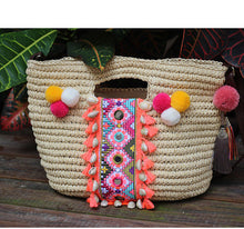 Load image into Gallery viewer, Summer straw bag woven tassel fresh travel beach holiday portable shoulder messenger bag
