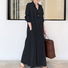 Load image into Gallery viewer, New solid color simple loose casual long shirt dress
