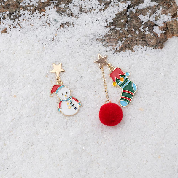 New holiday accessories colorful funny Christmas Earrings female autumn and winter wool ball earrings