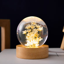 Load image into Gallery viewer, Dandelion Glowing Night Light Crystal Ball Eternal Flower Gift Wooden Birthday Gift for Girl
