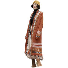 Load image into Gallery viewer, Bohemian fringed cardigan ethnic style mid-length sweater loose knitted coat
