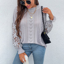 Load image into Gallery viewer, Lace stitching sweater hollow sweater woman
