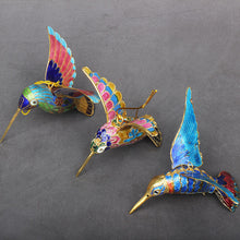 Load image into Gallery viewer, Cloisonne Copper Bodied Kingfisher Hummingbird Pendant Filigree Christmas Tree Pendant Collection
