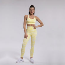 Load image into Gallery viewer, Seamless knitted camouflage yoga wear women&#39;s sports bra beauty back sweat-absorbent running pants suit

